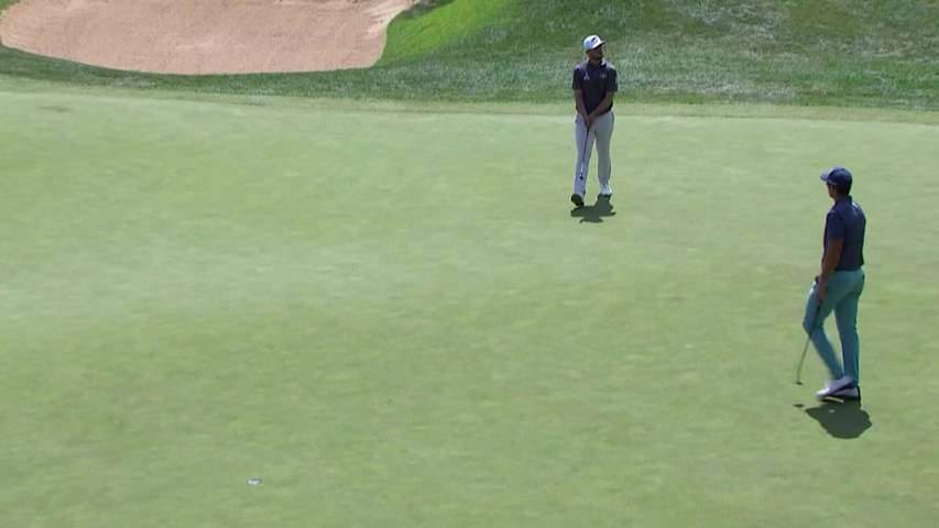 Sam Bairstow sinks a 37-foot birdie putt at ISCO Championship