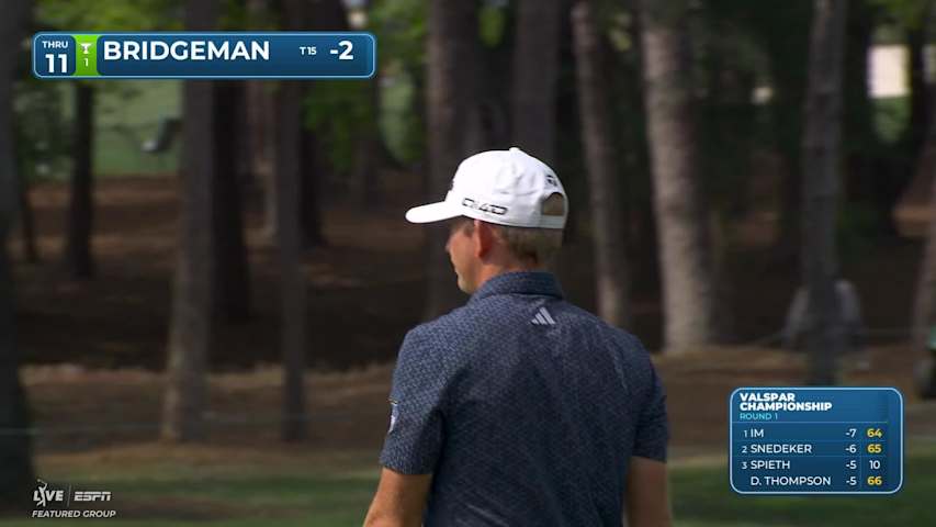 Jacob Bridgeman sinks 7-foot birdie putt on No. 11 at Valspar
