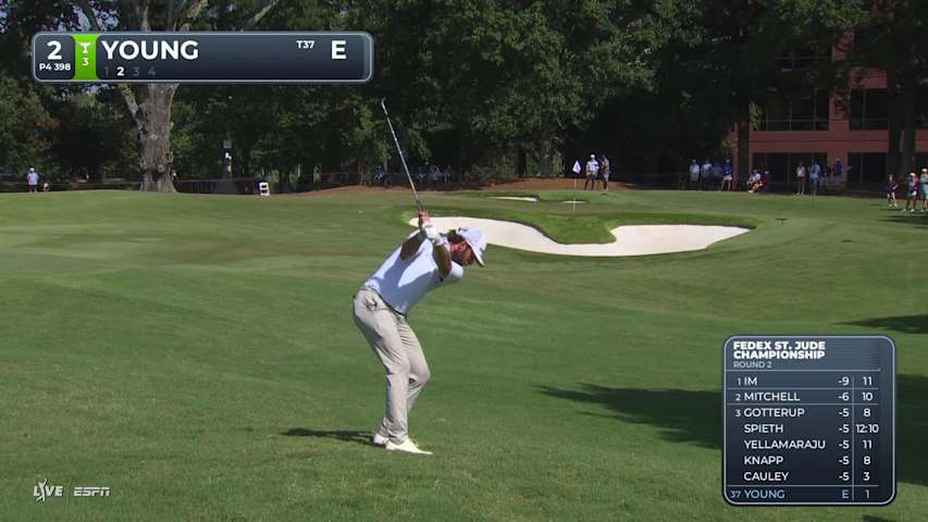 Cameron Young sinks 45-foot birdie putt on No. 2 at FedEx St. Jude