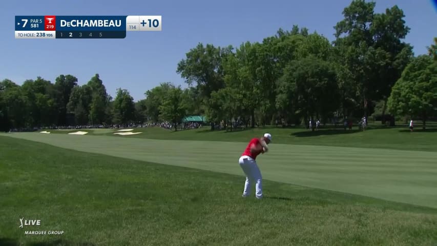 Bryson DeChambeau chips it close to set up birdie at the Memorial