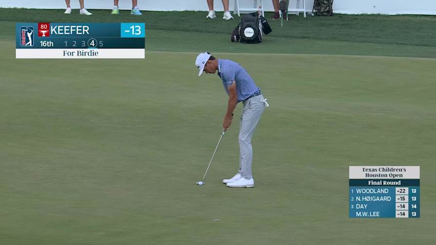 John Keefer hits 91-yard approach to 15 feet, sets up birdie on No. 16 at Texas Children's