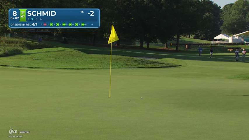 Matti Schmid gets up-and-down from 112 yards for birdie on No. 8 at Wyndham