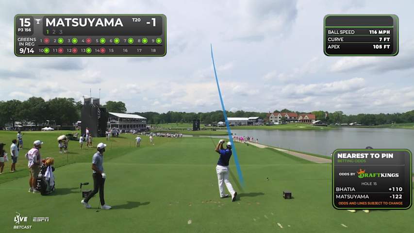 Hideki Matsuyama hits tee shot to 14 feet, sets up birdie on No. 15 at TOUR Championship