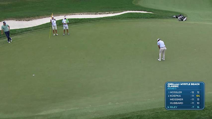 Davis Riley sinks 29-foot birdie putt on No. 17 at ONEflight Myrtle