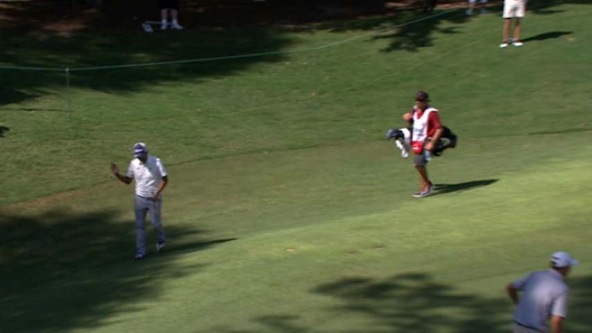Hiroshi Iwata chips in for birdie at Barbasol