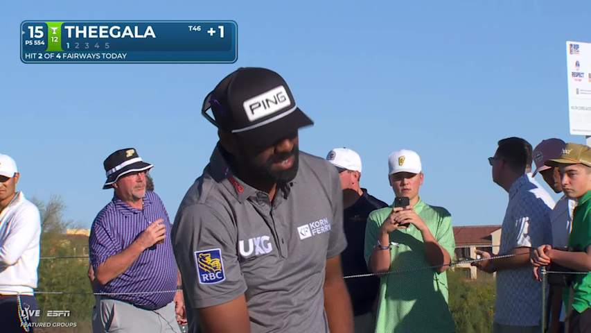 Sahith Theegala makes 16-foot eagle putt on No. 15 at WM Phoenix Open