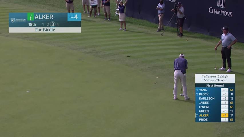 Steven Alker makes birdie putt on No. 18 at Jefferson Lehigh Valley Classic