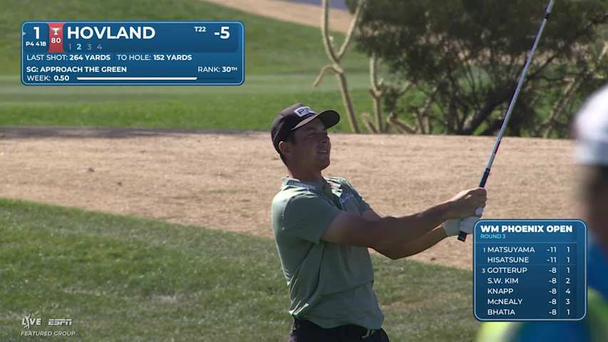 Viktor Hovland hits 149-yard approach to 10 feet, sets up birdie at Phoenix Open