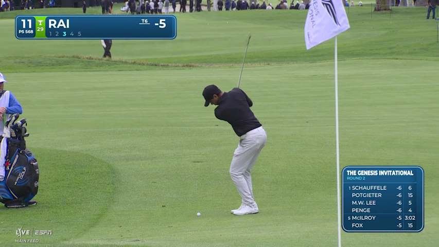 Aaron Rai sinks 6-foot birdie putt on No. 11 at The Genesis