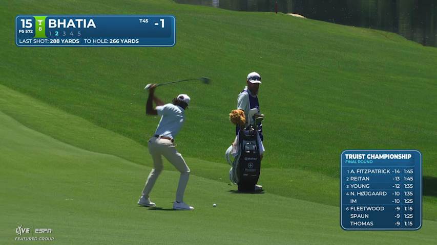 Akshay Bhatia drains 5-foot birdie putt on No. 15 at Truist Championship