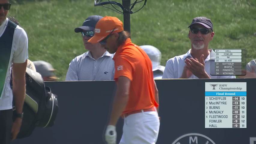 Rickie Fowler rolls in birdie on No. 13 at BMW Championship