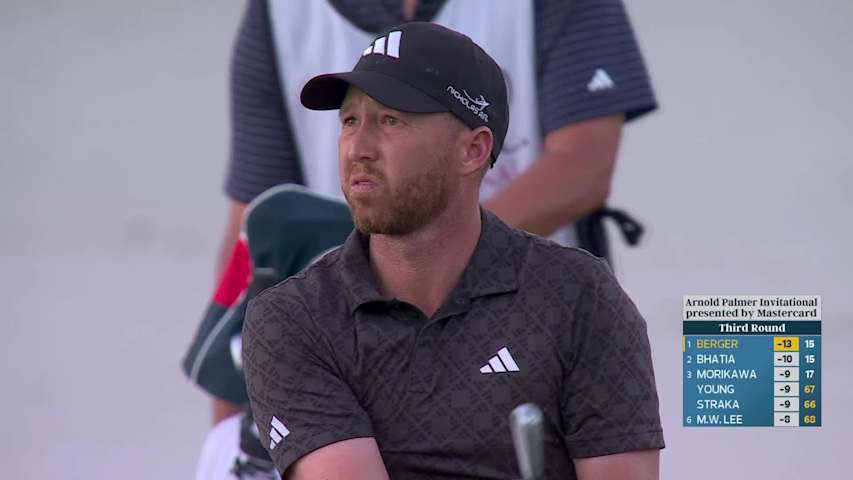 Daniel Berger birdies No. 16 after play resumes at Arnold Palmer