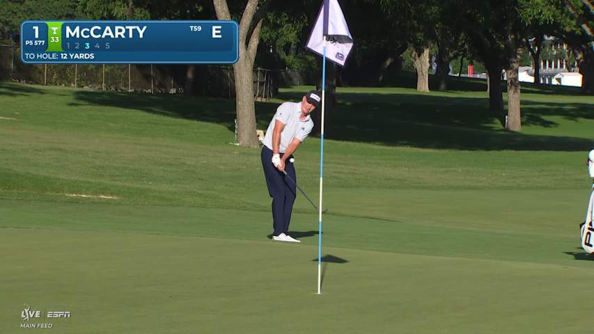 Matt McCarty drains 2-foot putt for birdie on No. 1 at Charles Schwab
