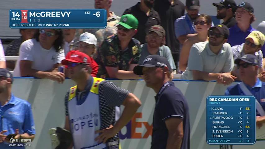 Max McGreevy hits tee shot to 14 feet, sets up birdie on No. 14 at RBC Canadian