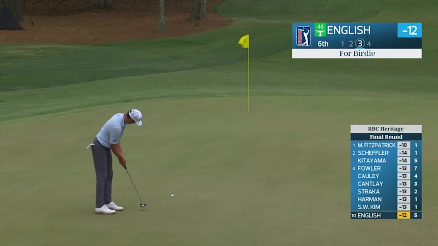 Harris English sinks 52-foot birdie putt on No. 6 at RBC Heritage