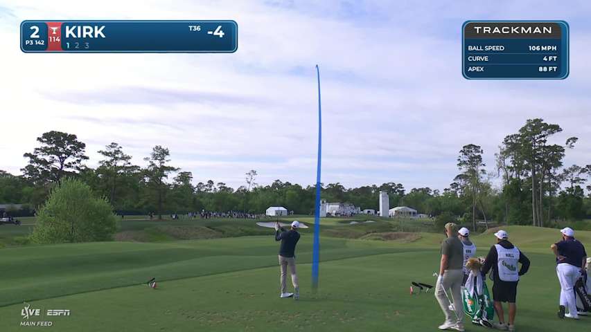Chris Kirk hits 144-yard approach to 7 feet, sets up birdie on No. 2 at Texas Children's