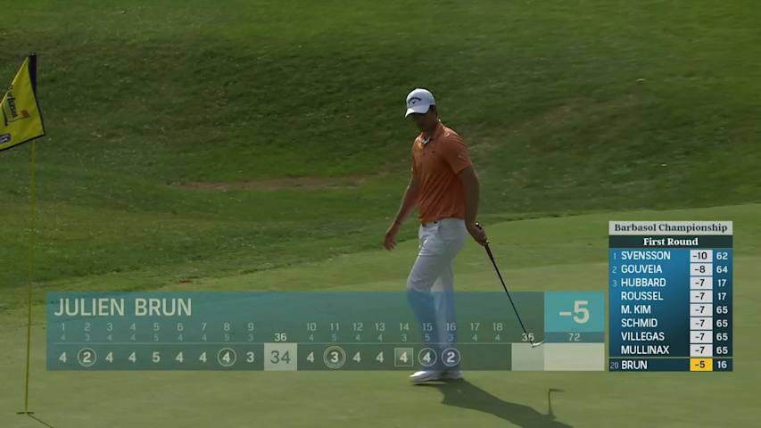 Julien Brun drains a 22-foot birdie at Barbasol