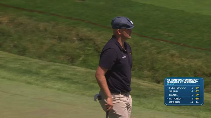 Harry Hall sinks 7-foot birdie putt on No. 11 at the Memorial