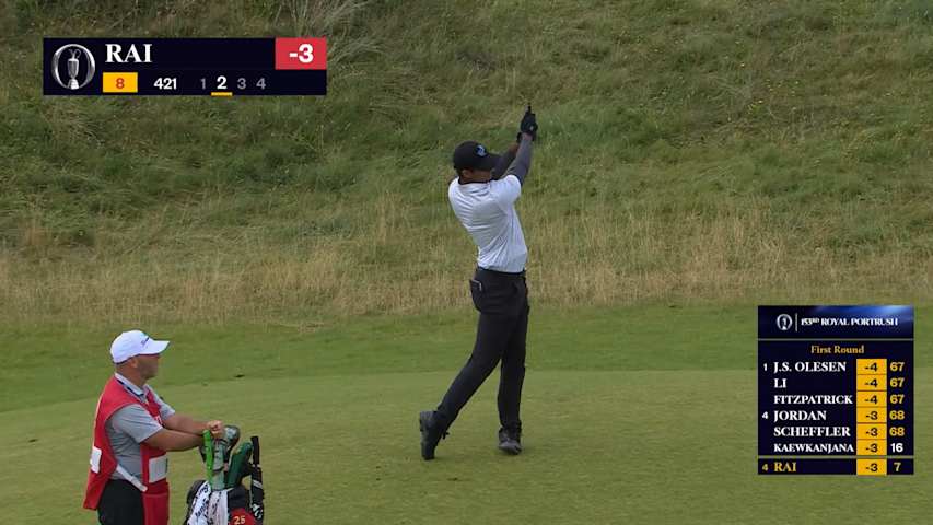Aaron Rai rattles flagstick to set up tap-in birdie at The Open