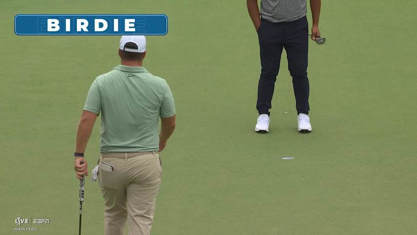 Chris Gotterup sinks 30-foot birdie putt on No. 9 at Truist Championship