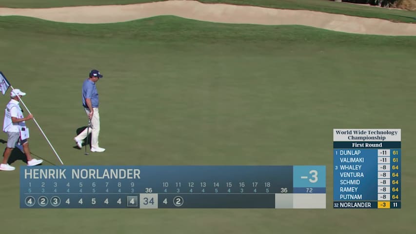 Henrik Norlander makes birdie putt on No. 11 at World Wide Technology