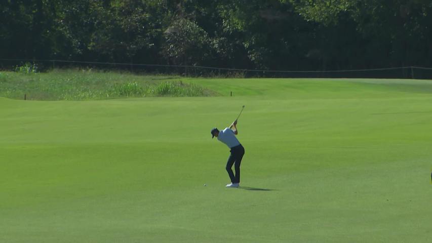 Nick Gabrelcik makes birdie on No. 16 at Compliance Solutions