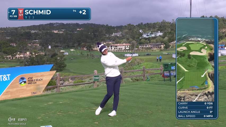 Matti Schmid sinks 20-foot birdie putt on No. 7 at AT&T Pebble Beach
