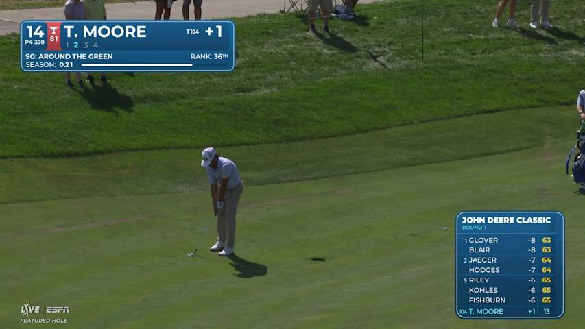 Taylor Moore sinks 16-foot putt for birdie on No. 14 at John Deere