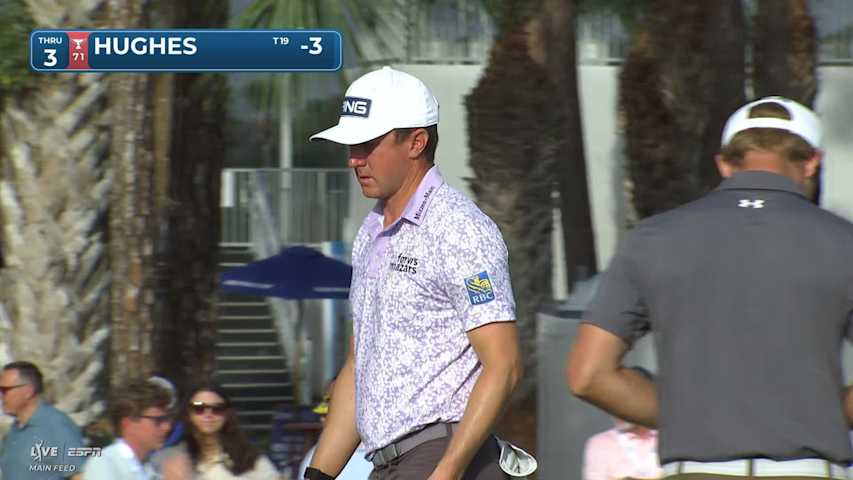 Mackenzie Hughes sinks 10-foot birdie putt on No. 3 at Cognizant Classic