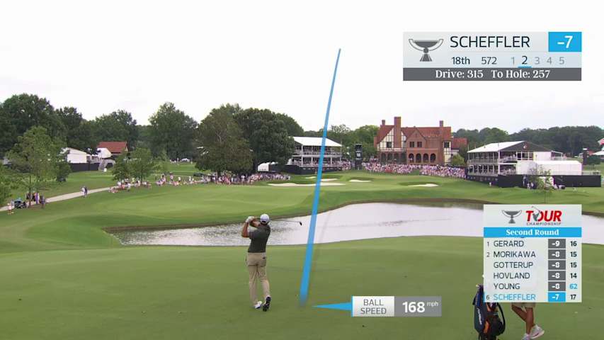 Scottie Scheffler makes birdie on No. 18 at TOUR Championship
