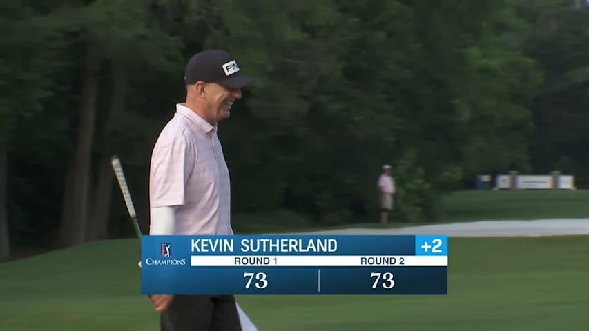Kevin Sutherland holes birdie putt from the fringe at Insperity Invitational