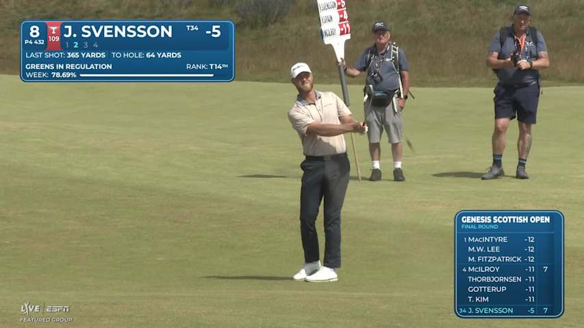Jesper Svensson drains 18-foot birdie putt on No. 8 at Genesis Scottish Open