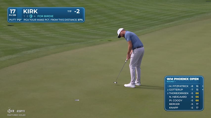Chris Kirk sinks 7-foot birdie putt on No. 17 at WM Phoenix Open