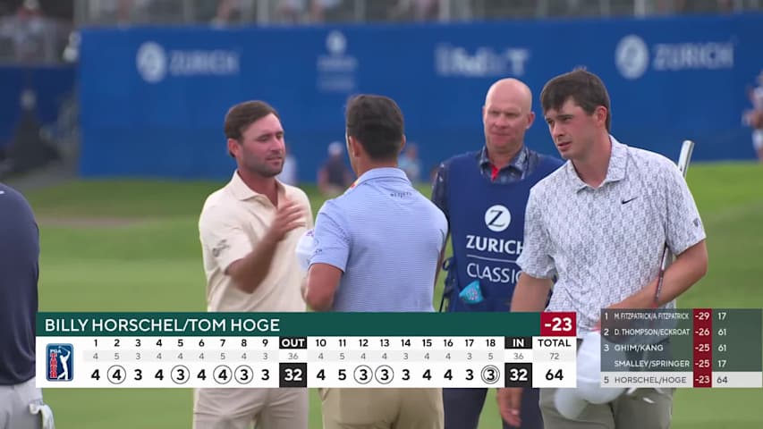 Horschel/Hoge makes eagle putt on No. 18 at Zurich Classic