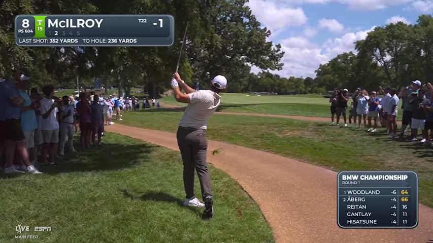 Rory McIlroy sinks 11-foot birdie putt on No. 8 at BMW Championship