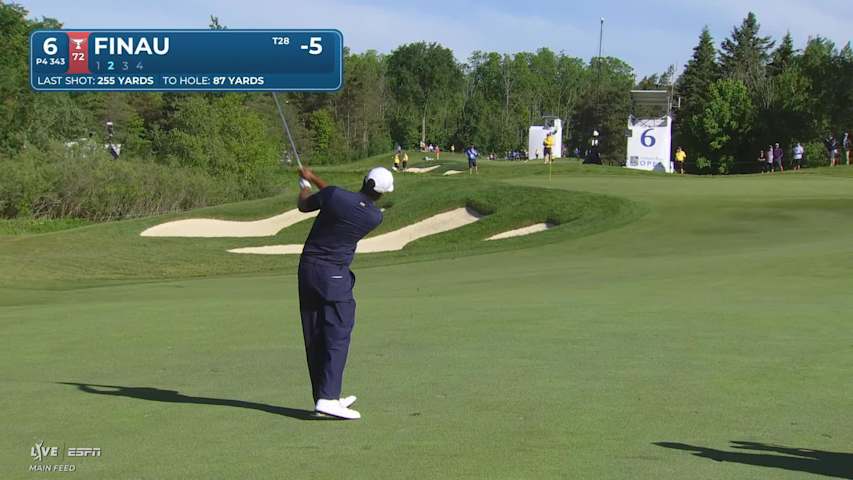 Tony Finau gets up-and-down from 89 yards for birdie on No. 6 at RBC Canadian