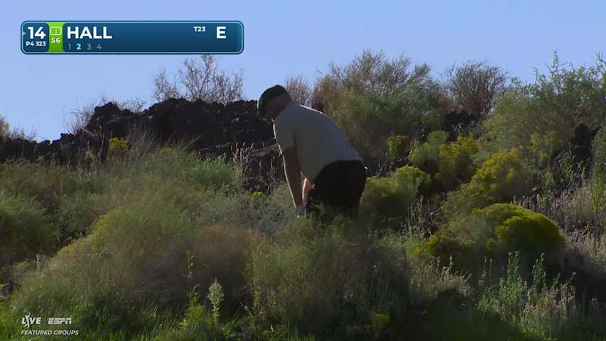 Harry Hall gets up-and-down from 36 yards for birdie on No. 14 at Bank of Utah