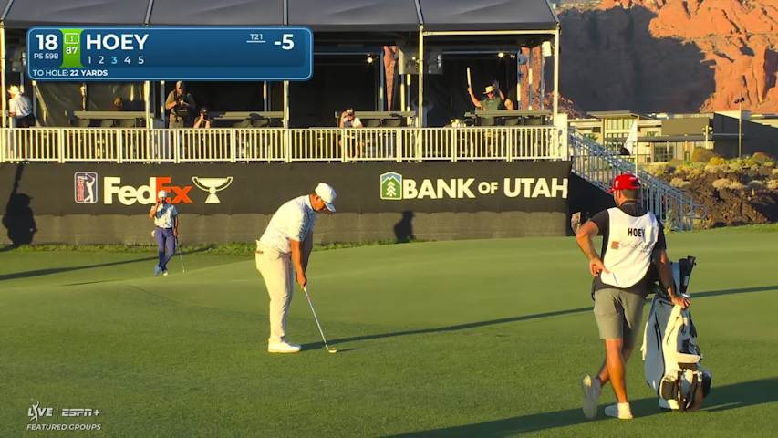 Rico Hoey sinks 7-foot birdie putt on No. 18 at Bank of Utah