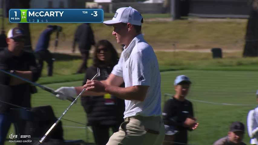 Matt McCarty sinks 20-inch birdie putt on No. 1 at The Genesis