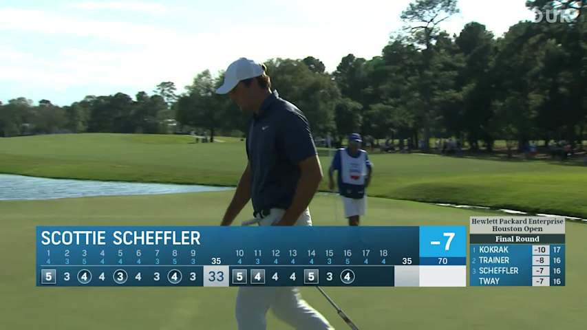 Scottie Scheffler makes birdie on No. 16 at Houston Open