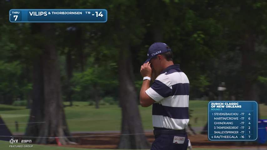 Michael Thorbjornsen/Karl Vilips makes birdie on No. 16 at Zurich Classic