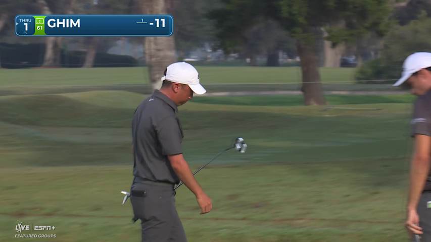 Doug Ghim nearly holes out from greenside bunker, makes birdie on No. 10 at The RSM Classic