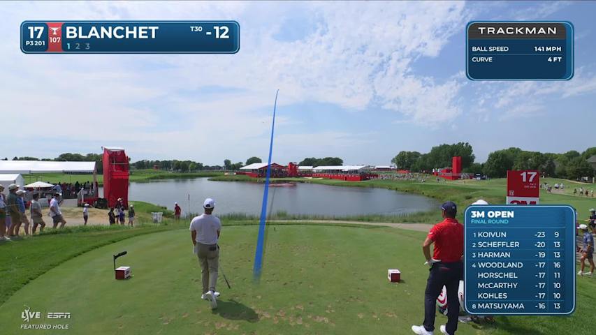 Chandler Blanchet sinks 42-foot birdie putt on No. 17 at 3M Open
