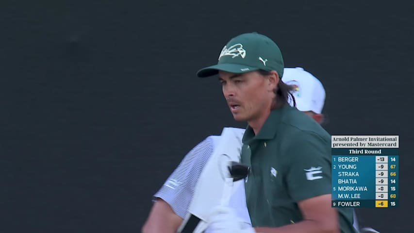 Rickie Fowler sinks 10-foot birdie putt on No. 16 at Arnold Palmer