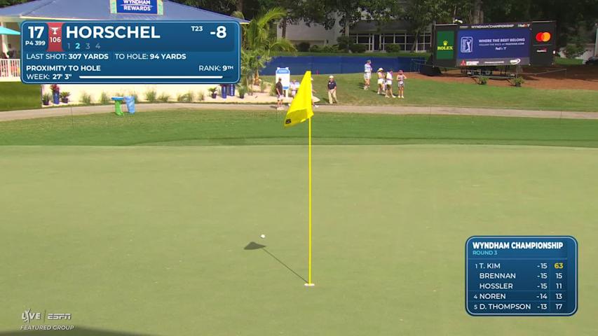 Billy Horschel sinks 21-foot birdie putt on No. 17 at Wyndham