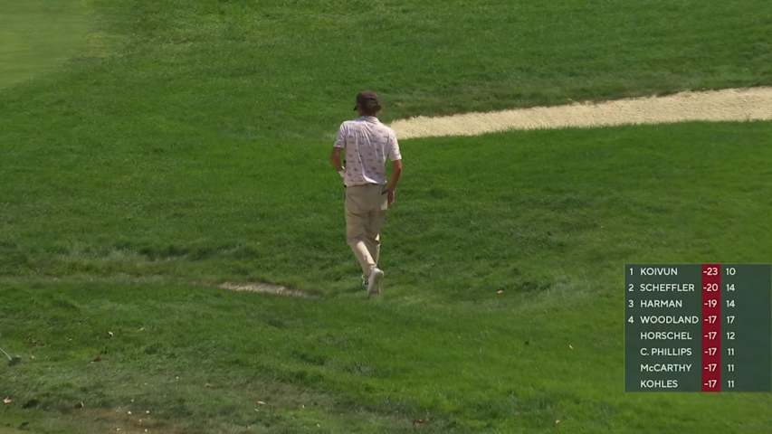 Chandler Phillips drains 3-foot putt for birdie on No. 12 at 3M Open