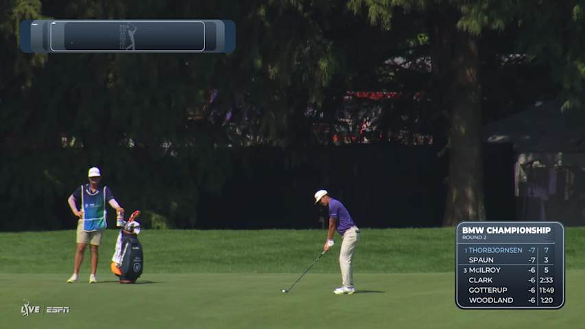 Michael Thorbjornsen sinks 2-foot putt for birdie on No. 8 at BMW Championship