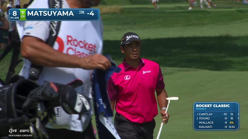 Hideki Matsuyama taps in 2-foot putt for birdie on No. 8 at Rocket Classic