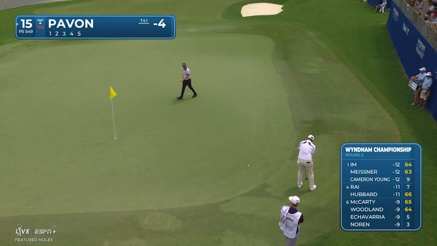 Matthieu Pavon makes birdie on No. 15 at Wyndham