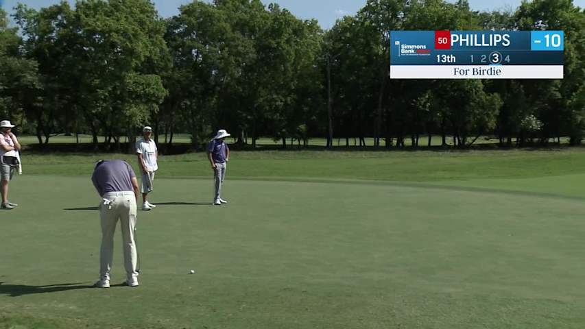 Trent Phillips makes birdie putt on No. 13 at Simmons Bank Open